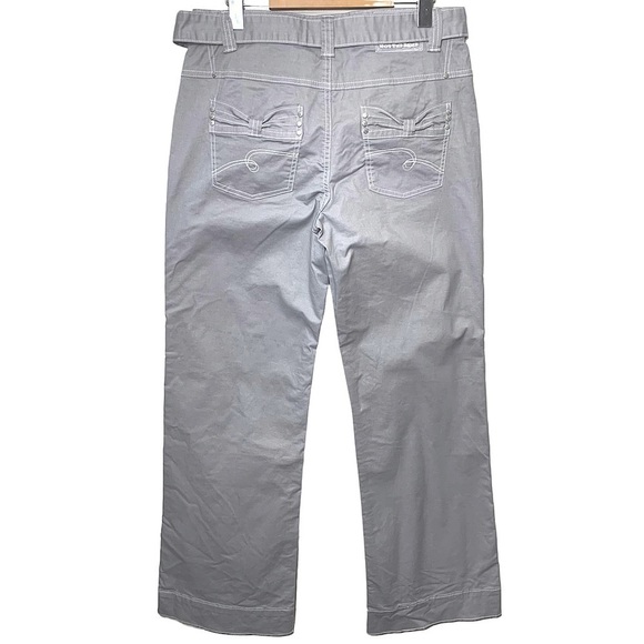 Not The Same N.T.S UK Gray Straight Wide Leg Pants Mid Rise Belted Waist 30" - Picture 2 of 16